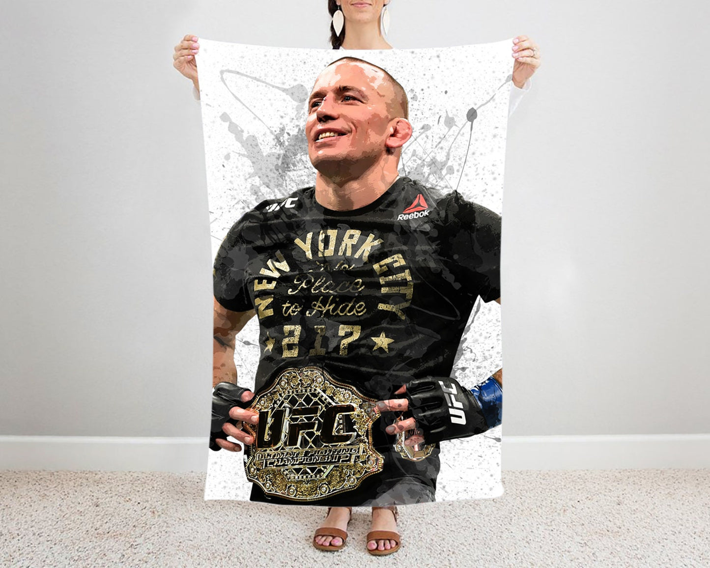 Georges St-Pierre Splash Effect Fleece Blanket 