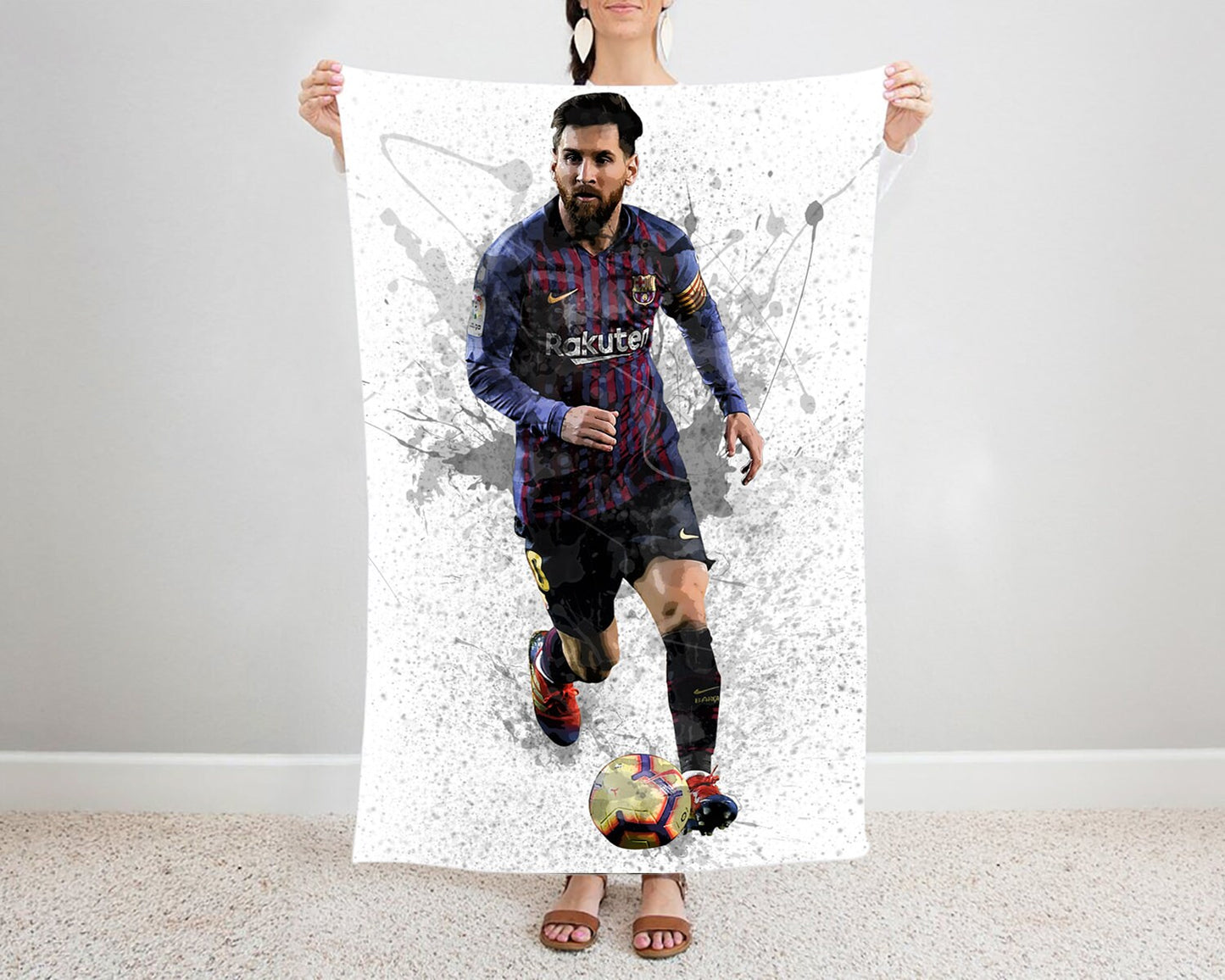 Lionel Messi Splash Effect Fleece Blanket 