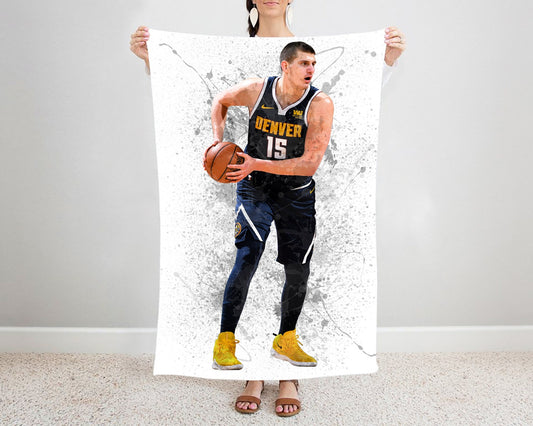 Nikola Jokić Splash Effect Fleece Blanket Style 1