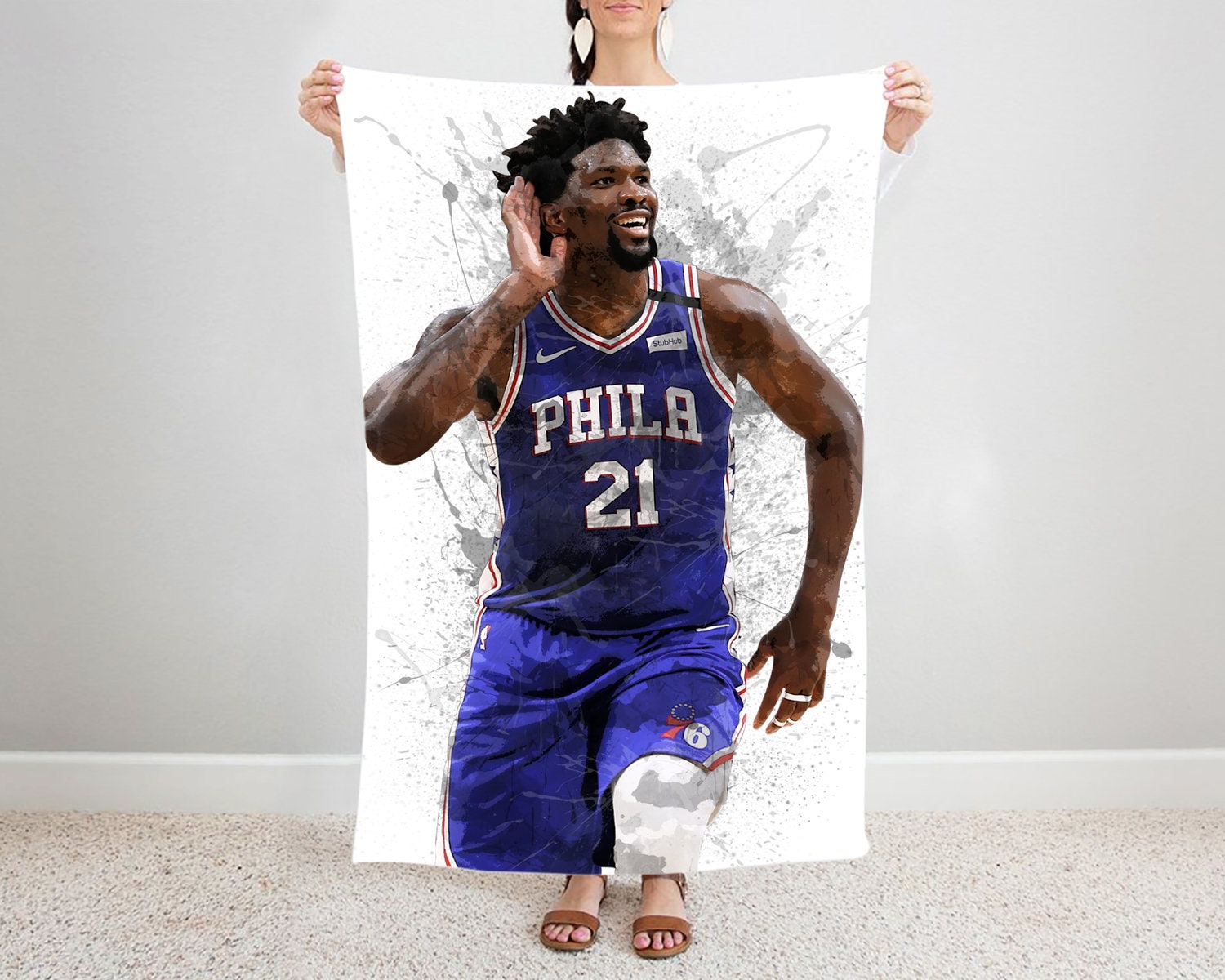 Joel Embiid Splash Effect Fleece Blanket 