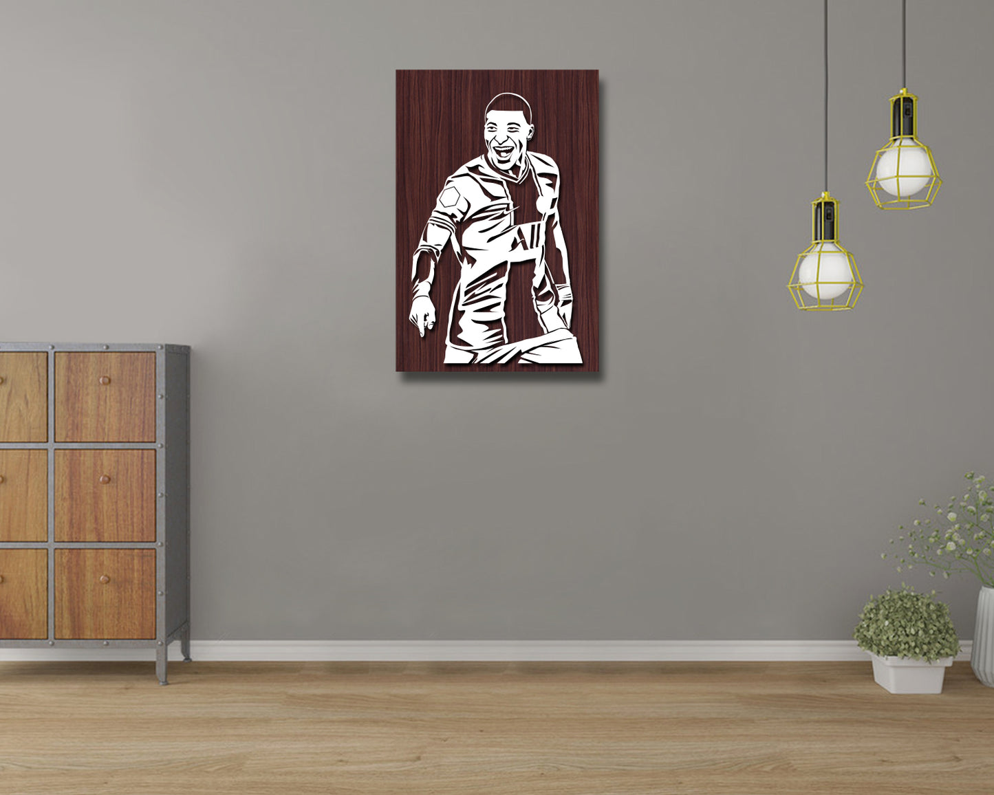 Kylian Mbappe LED Wooden Decal 