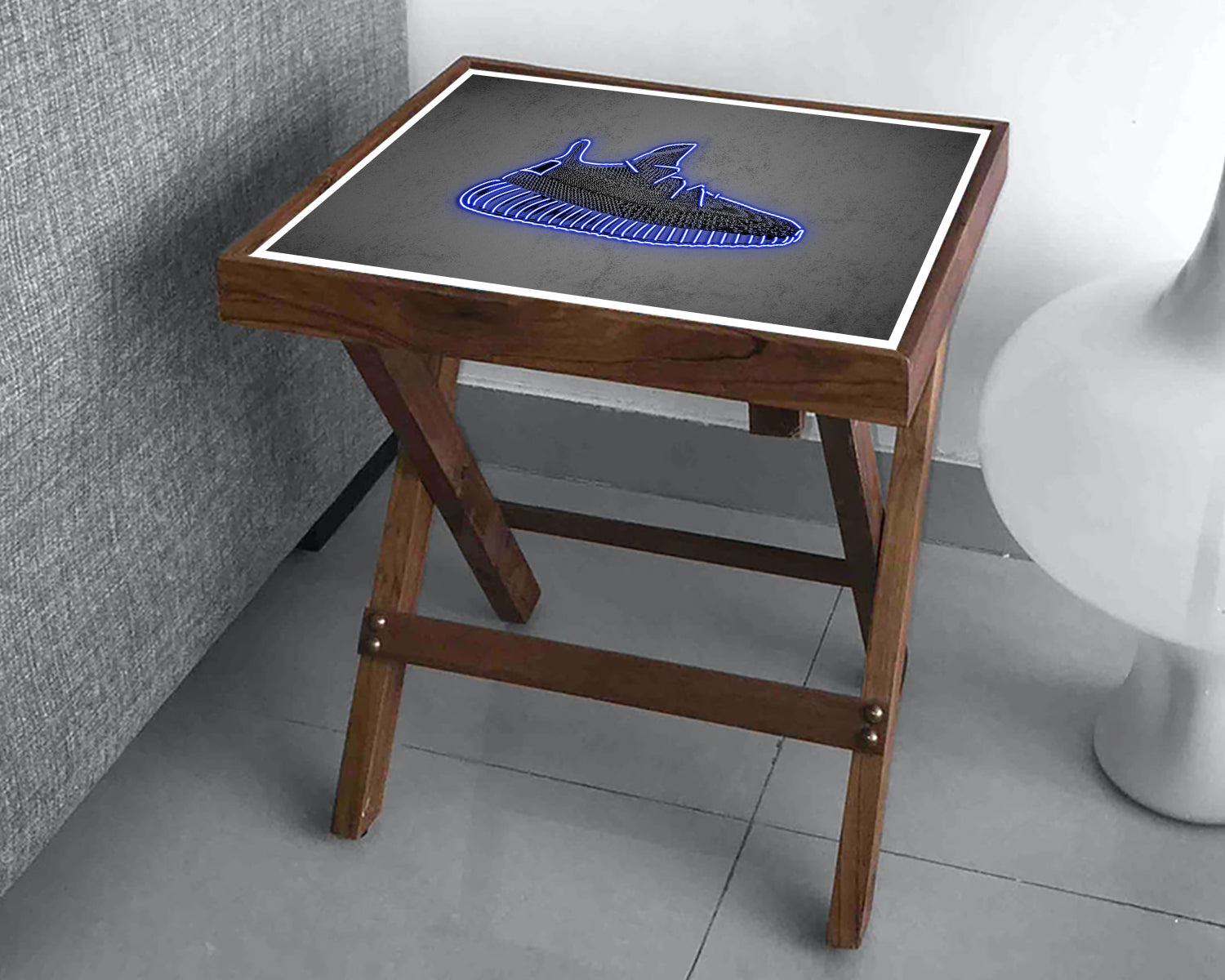 Yeezy Shoes Blue Neon Effect Coffee and Laptop Table 