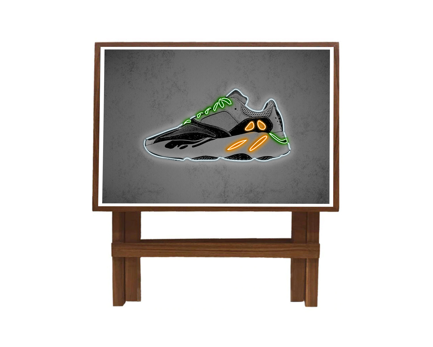 Yeezy Wave Runner Shoes Neon Effect Coffee and Laptop Table 