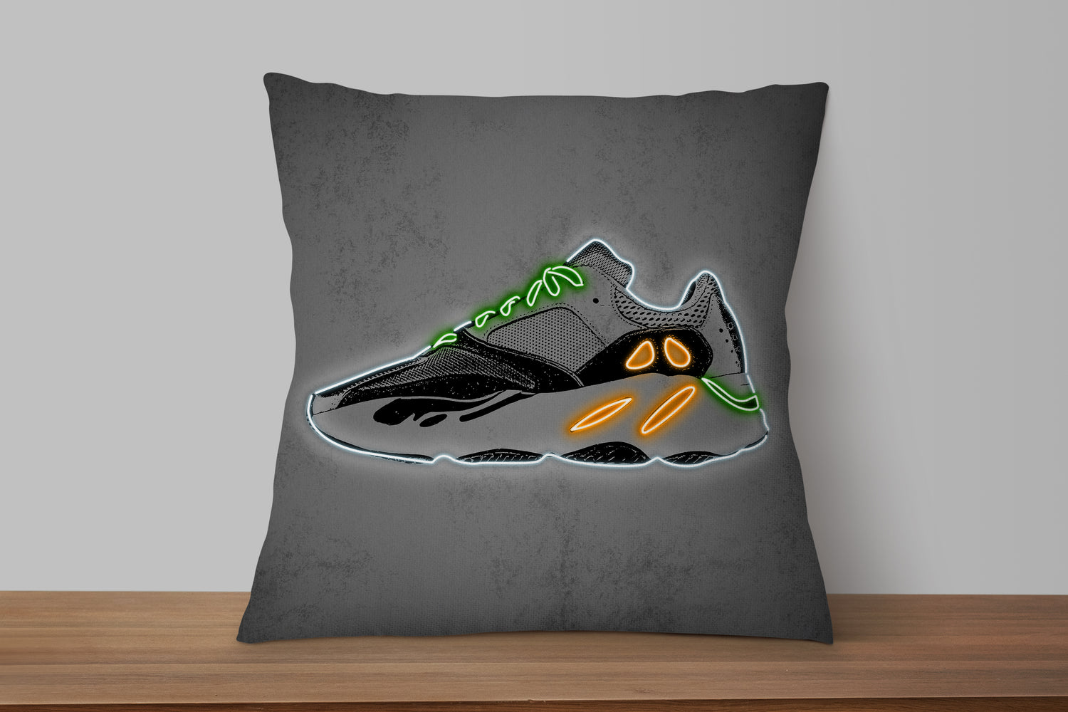 Yeezy Wave Runner Shoes Neon Effect Pillow 