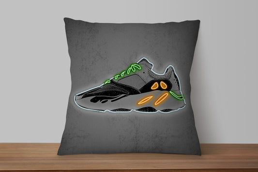 Yeezy Wave Runner Shoes Neon Effect Pillow 